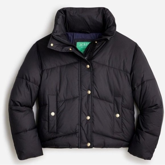 J. Crew Puffer Jacket Black Size XS NEW signature water repellent coat winter - Picture 1 of 9